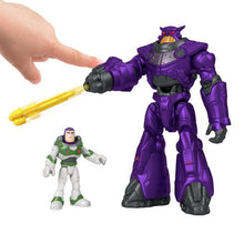 Charger l'image dans la galerie, Imaginext Coffret de figurines articulées Buzz l’Éclair (7,5 cm) et Mega Zurg (18 cm), avec lanceur de projectiles