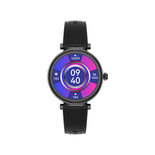 Charger l'image dans la galerie, Montre connectée - Edition Platine- Couvercle en verre trempé 2.5D Coque en alliage de zinc + Bracelet en silicone couleur Noir