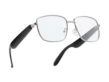 Charger l'image dans la galerie, "Lunettes connectées Mogie. - Modèle Lyra - Branches noires avec verres photochromiques.- Branche tactile - Gestion playlist et appels - Bluetooth - Assistant vocal - Anti lumière bleue - Monture : Grise métalisée mate"