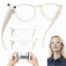 Charger l'image dans la galerie, Lunettes intelligentes multifonctions NASA édition FUTURA Caméra ,prise de photos, enregistrement vidéo et audio, appels Bluetooth, lecture de musique, assistant vocal, transmission sans fil Wi-Fi, Monture Mat Blanc Verres Incolore Modèle Unisex design