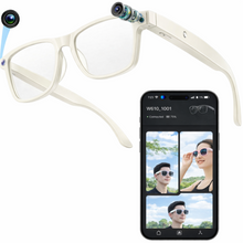 Charger l'image dans la galerie, Lunettes intelligentes multifonctions NASA édition FUTURA Caméra ,prise de photos, enregistrement vidéo et audio, appels Bluetooth, lecture de musique, assistant vocal, transmission sans fil Wi-Fi, Monture Mat Blanc Verres Incolore Modèle Unisex design