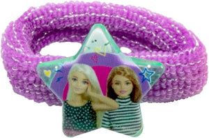 Barbie jewelry box with accessories: brush, 2 hair clips, ring, bracelet, hair band - 18x11.5x7 cm