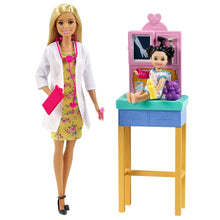 Charger l&#39;image dans la galerie, Coffret Métier Barbie Docteure Avec Poupées Barbie Et Patiente, Et Accessoires Médicaux
