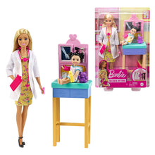 Charger l&#39;image dans la galerie, Coffret Métier Barbie Docteure Avec Poupées Barbie Et Patiente, Et Accessoires Médicaux
