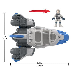 Imaginext Vaisseau spatial Hyperspeed Explorer et figurine articulée Buzz l’Éclair, Propulseurs et les Ailes mobiles