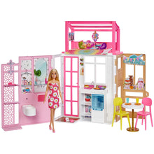 Charger l&#39;image dans la galerie, Barbie Maison sur 2 Niveaux avec 4 Zones de Jeu et Poupée
