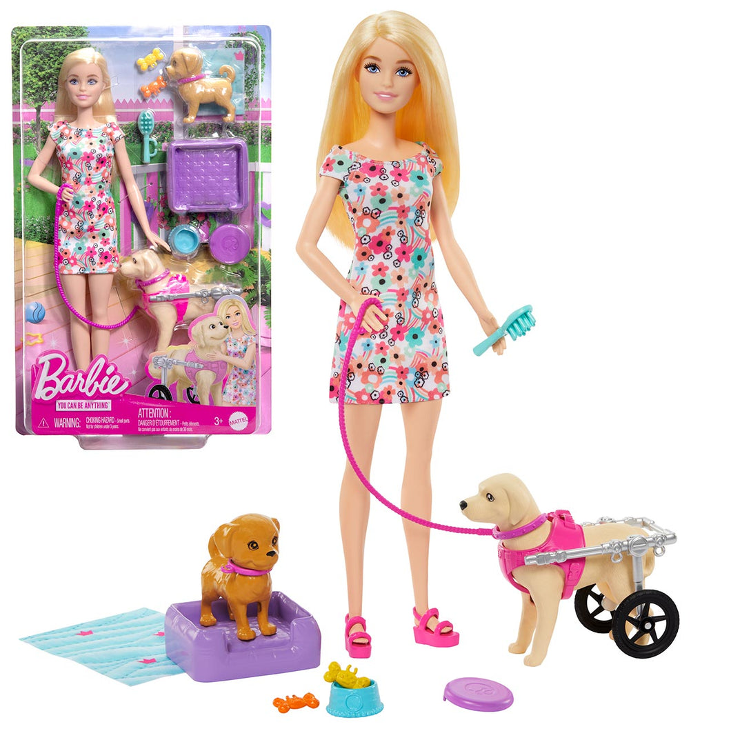 MATTEL Barbie chien marcheur avec chaise roulante