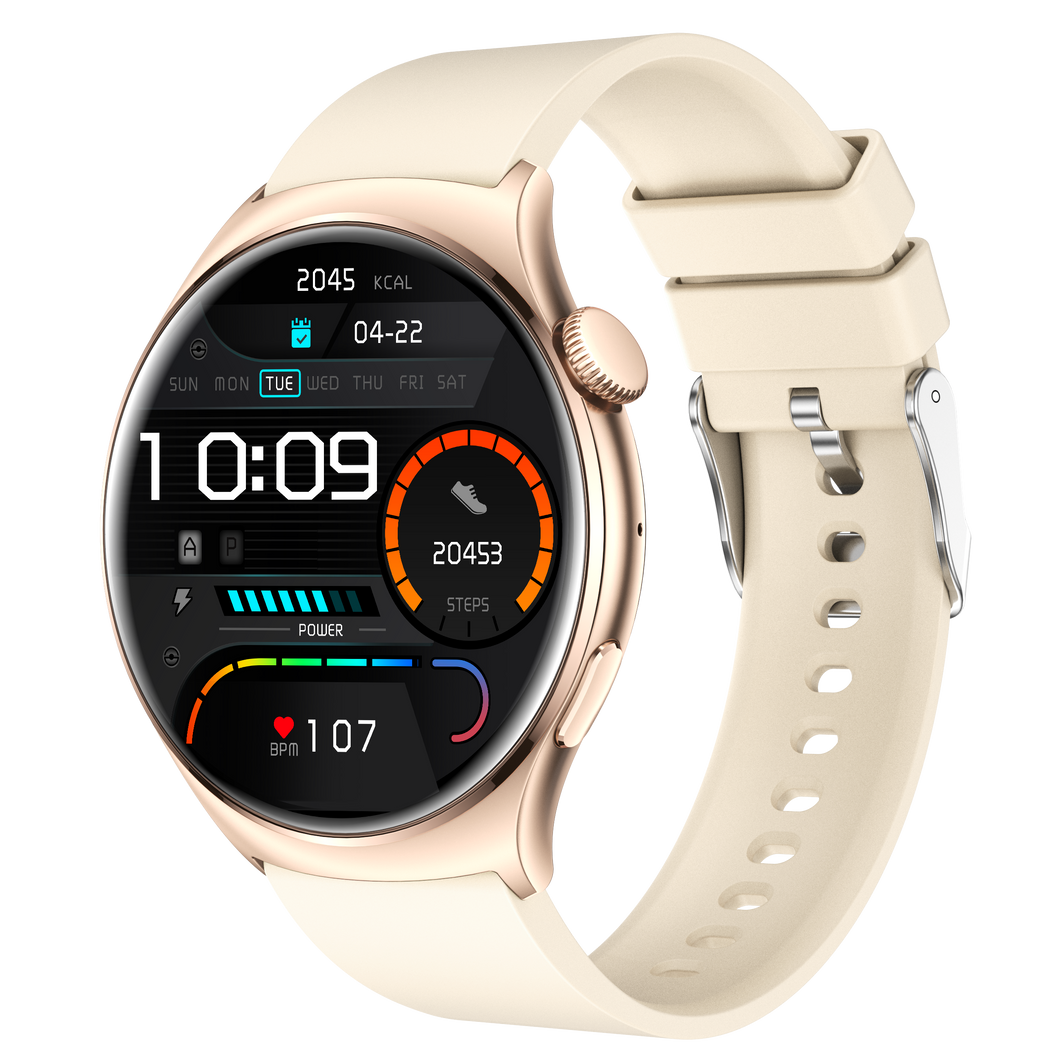 Montre connectée  AMOLED - Edition Amnésia   - (avec bracelet silicone) coleur Beige