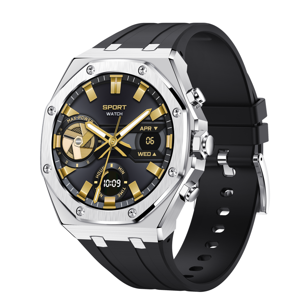 Montre connectée AMOLED  NASA  édition Arizona .écran couleur haute définition  (avec bracelet silicone) couleur cadran ARGENT