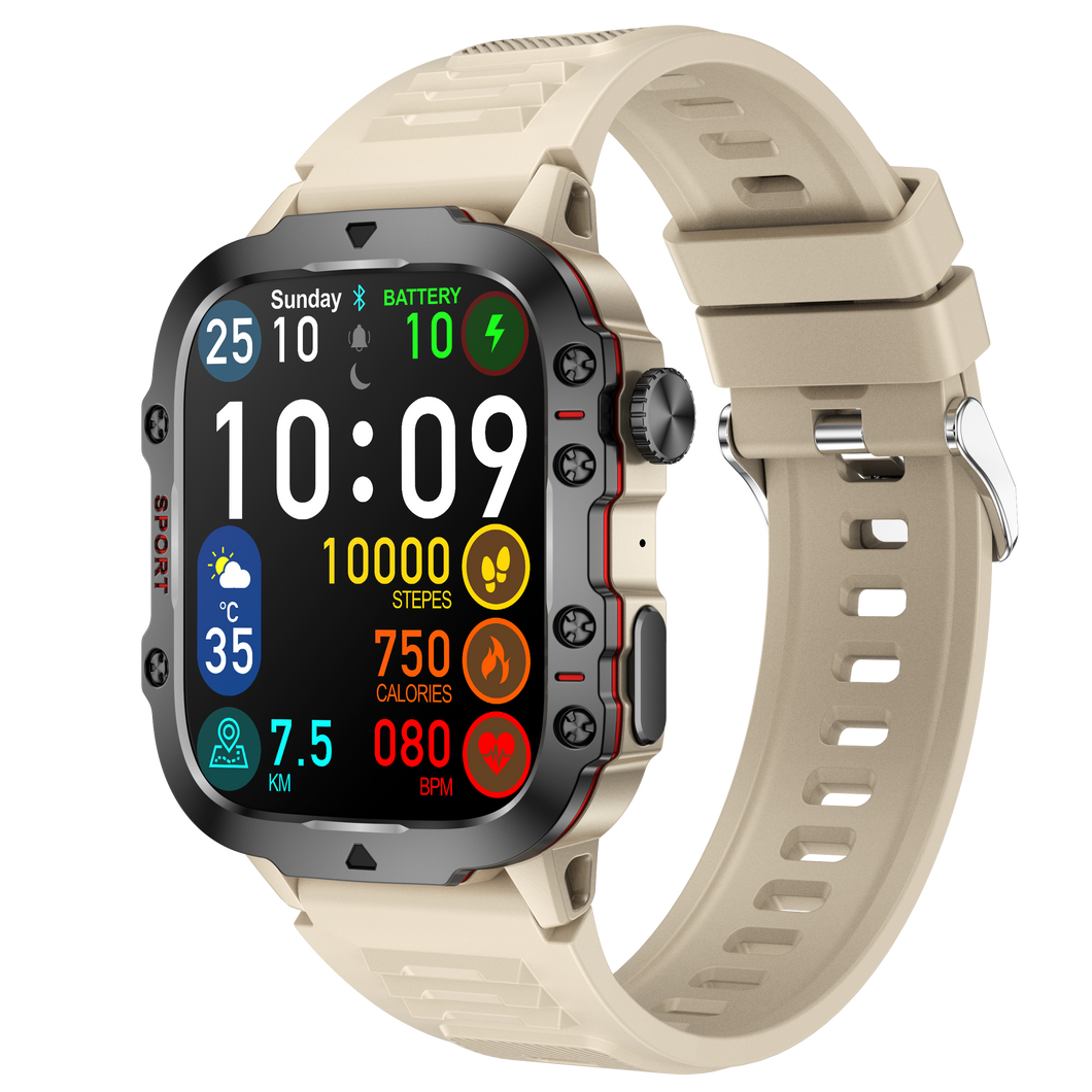 Montre connectée NASA SPORT  Grand écran  résolution haute définition   bracelet en silicone     couleur Beige