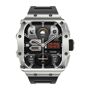 Montre connectée  NASA AMOLED    IP67  Grand écran  résolution haute définition   bracelet en silicone couleur Noir cadran Argent