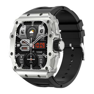 Montre connectée  NASA AMOLED    IP67  Grand écran  résolution haute définition   bracelet en silicone couleur Noir cadran Argent