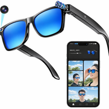 Charger l'image dans la galerie, Lunettes intelligentes multifonctions NASA  édition FUTURA Caméra,prise de photos, enregistrement vidéo et audio, appels Bluetooth, lecture de musique, assistant vocal, transmission sans fil Wi-Fi,  Monture Mat Noir  Verres Bleu Modèle  Unisex design
