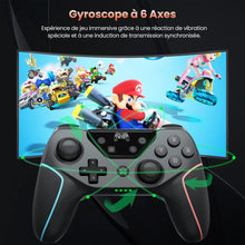 Charger l&#39;image dans la galerie, Manette  de jeu Sans Fil pour Switch/Switch Lite/Switch Oled, Prend en Charge NFC, Contrôleur Gamepad avec Double Vibration/Fonction de Réveil/Gyroscope à 6 Axes/Turbo Adjustable couleur Noir
