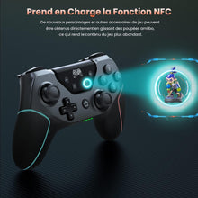 Charger l&#39;image dans la galerie, Manette  de jeu Sans Fil pour Switch/Switch Lite/Switch Oled, Prend en Charge NFC, Contrôleur Gamepad avec Double Vibration/Fonction de Réveil/Gyroscope à 6 Axes/Turbo Adjustable couleur Noir
