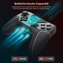 Charger l&#39;image dans la galerie, Manette  de jeu Sans Fil pour Switch/Switch Lite/Switch Oled, Prend en Charge NFC, Contrôleur Gamepad avec Double Vibration/Fonction de Réveil/Gyroscope à 6 Axes/Turbo Adjustable couleur Noir
